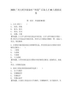2025广西大岭乡储备村“两委”后备人才80人模拟试卷及答案详解（全国通用）