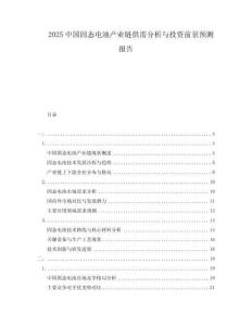 2025中國(guó)固態(tài)電池產(chǎn)業(yè)鏈供需分析與投資前景預(yù)測(cè)報(bào)告