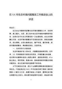 在市生态环境问题整改工作推进会上的讲话