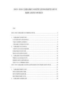2025-2030交通運(yùn)輸行業(yè)政策支持體系演變分析市場(chǎng)潛力投資分析報(bào)告