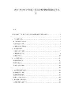 2025-2030礦產(chǎn)資源開(kāi)發(fā)綜合利用地質(zhì)勘探投資規(guī)劃