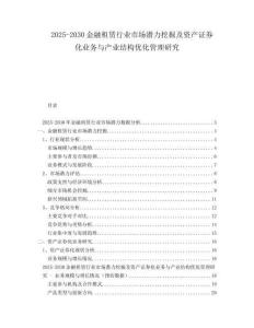 2025-2030金融租賃行業(yè)市場(chǎng)潛力挖掘及資產(chǎn)證券化業(yè)務(wù)與產(chǎn)業(yè)結(jié)構(gòu)優(yōu)化管理研究