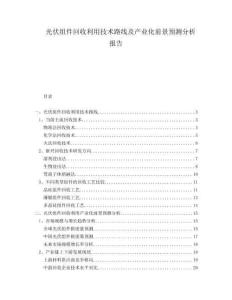 光伏組件回收利用技術(shù)路線及產(chǎn)業(yè)化前景預測分析報告