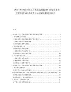 2025-2030玻利維亞烏尤尼鏡面鹽湖礦業(yè)行業(yè)市場(chǎng)現(xiàn)狀供需分析及投資評(píng)估規(guī)劃分析研究報(bào)告