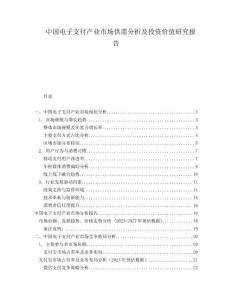 中國(guó)電子支付產(chǎn)業(yè)市場(chǎng)供需分析及投資價(jià)值研究報(bào)告