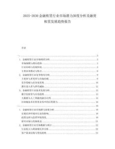 2025-2030金融租賃行業(yè)市場(chǎng)潛力深度分析及融資租賃發(fā)展趨勢(shì)報(bào)告