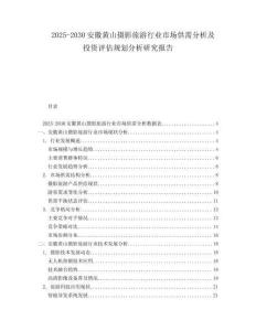 2025-2030安徽黃山攝影旅游行業(yè)市場(chǎng)供需分析及投資評(píng)估規(guī)劃分析研究報(bào)告