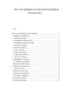 2025-2030玻璃陶瓷行業(yè)市場分析研究發(fā)展趨勢投資咨詢研究報告