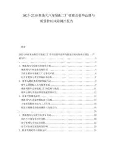 2025-2030奧地利汽車裝配工廠管理及豪華品牌與質(zhì)量控制風(fēng)險(xiǎn)調(diào)控報(bào)告