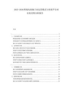 2025-2030跨境電商獨(dú)立站運(yùn)營(yíng)模式與傳統(tǒng)平臺(tái)對(duì)比優(yōu)劣勢(shì)分析報(bào)告