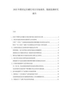 2025年錐形定位螺釘項目市場調查、數據監(jiān)測研究報告