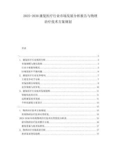 2025-2030康復(fù)醫(yī)療行業(yè)市場發(fā)展分析報告與物理治療技術(shù)方案規(guī)劃