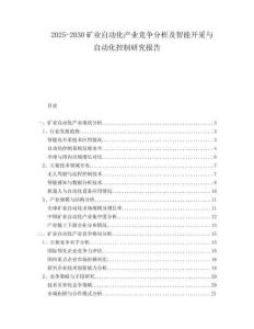 2025-2030礦業(yè)自動化產(chǎn)業(yè)競爭分析及智能開采與自動化控制研究報告