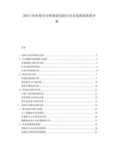 2025-2030報(bào)告分析規(guī)劃安防行業(yè)市場現(xiàn)狀供需分析