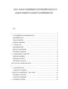 2025-2030礦業(yè)資源勘探開發(fā)審批周期市場反應(yīng)開采成本環(huán)境保護(hù)企業(yè)投資生命周期規(guī)則評估