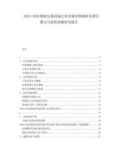 2025-2030精密儀器設(shè)備行業(yè)市場(chǎng)詳細(xì)調(diào)研及增長(zhǎng)潛力與投資前瞻研究報(bào)告