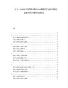 2025-2030波蘭建筑機(jī)械行業(yè)市場供需分析及投資評估規(guī)劃分析研究報告