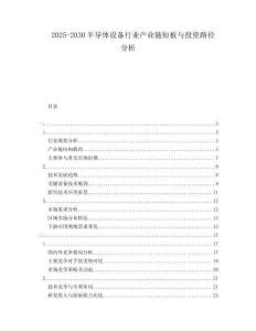 2025-2030半導(dǎo)體設(shè)備行業(yè)產(chǎn)業(yè)鏈短板與投資路徑分析