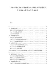 2025-2030表面處理技術(shù)行業(yè)市場(chǎng)需求深度調(diào)研及發(fā)展策略與投資價(jià)值潛力解析