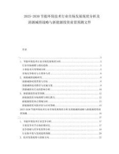 2025-2030節(jié)能環(huán)保技術(shù)行業(yè)市場(chǎng)發(fā)展現(xiàn)狀分析及清源減排戰(zhàn)略與新能源投資前景預(yù)測(cè)文件
