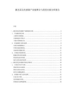 激光雷達(dá)傳感器產(chǎn)業(yè)鏈整合與投資回報(bào)分析報(bào)告