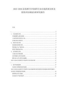 2025-2030北美洲汽車零部件行業(yè)市場供需分析及投資評估規(guī)劃分析研究報告