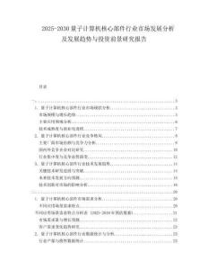 2025-2030量子計算機核心部件行業(yè)市場發(fā)展分析及發(fā)展趨勢與投資前景研究報告