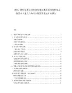 2025-2030城市防洪排澇行業(yè)技術(shù)革新深度研究及智慧水利建設(shè)與防汛監(jiān)測(cè)預(yù)警系統(tǒng)方案報(bào)告