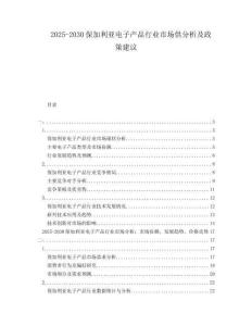 2025-2030保加利亞電子產(chǎn)品行業(yè)市場供分析及政策建議
