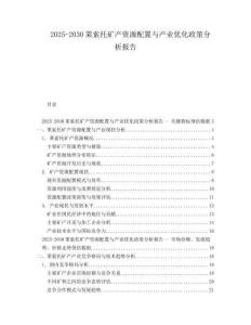 2025-2030萊索托礦產(chǎn)資源配置與產(chǎn)業(yè)優(yōu)化政策分析報告