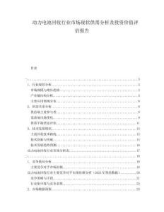 動力電池回收行業(yè)市場現狀供需分析及投資價值評估報告