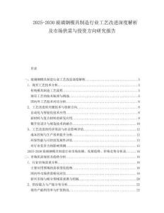 2025-2030玻璃鋼模具制造行業(yè)工藝改進(jìn)深度解析及市場(chǎng)供需與投資方向研究報(bào)告