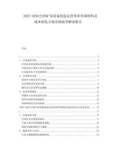 2025-2030巴西礦業(yè)設(shè)備制造運營效率咨詢材料及成本優(yōu)化方案詳細(xì)指導(dǎo)解說集合