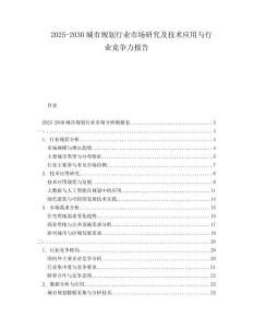 2025-2030城市規(guī)劃行業(yè)市場研究及技術(shù)應(yīng)用與行業(yè)競爭力報告