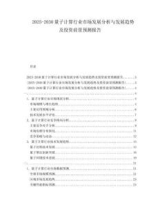 2025-2030量子計(jì)算行業(yè)市場(chǎng)發(fā)展分析與發(fā)展趨勢(shì)及投資前景預(yù)測(cè)報(bào)告