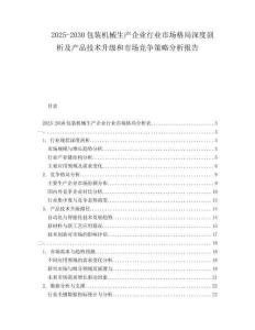 2025-2030包裝機(jī)械生產(chǎn)企業(yè)行業(yè)市場(chǎng)格局深度剖析及產(chǎn)品技術(shù)升級(jí)和市場(chǎng)競(jìng)爭(zhēng)策略分析報(bào)告