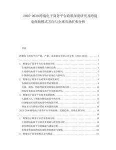 2025-2030跨境電子商務(wù)平臺政策深度研究及跨境電商新模式方向與全球市場擴張分析