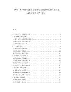 2025-2030空氣凈化行業(yè)市場深度調研及發(fā)展前景與趨勢預測研究報告