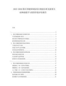 2025-2030景區(qū)多媒體體驗項目規(guī)劃分析及游客互動體驗提升與投資價值評估報告