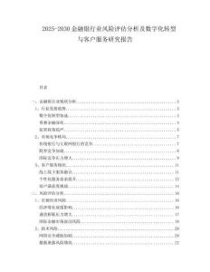 2025-2030金融銀行業(yè)風(fēng)險(xiǎn)評(píng)估分析及數(shù)字化轉(zhuǎn)型與客戶服務(wù)研究報(bào)告