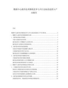 數(shù)據(jù)中心液冷技術(shù)路線競(jìng)爭(zhēng)與PUE達(dá)標(biāo)改造投入產(chǎn)出報(bào)告