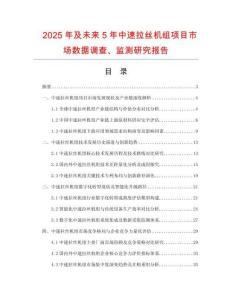 2025年及未来5年中速拉丝机组项目市场数据调查、监测研究报告