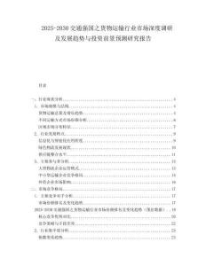 2025-2030交通強(qiáng)國(guó)之貨物運(yùn)輸行業(yè)市場(chǎng)深度調(diào)研及發(fā)展趨勢(shì)與投資前景預(yù)測(cè)研究報(bào)告