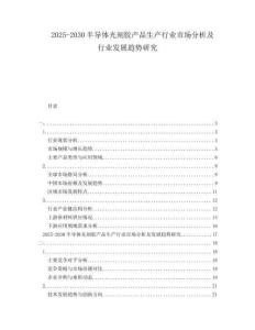 2025-2030半導(dǎo)體光刻膠產(chǎn)品生產(chǎn)行業(yè)市場分析及行業(yè)發(fā)展趨勢研究