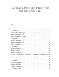 2025-2030贝劳超导材料市场技术瓶颈分析工艺攻关预算调研市场价值评估报告