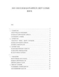 2025-2030比亞迪電動車品牌競爭力提升與市場拓展研究