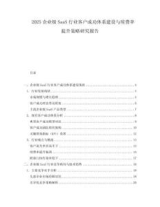 2025企业级SaaS行业客户成功体系建设与续费率提升策略研究报告