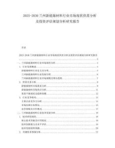 2025-2030蘭州新能源材料行業(yè)市場現(xiàn)狀供需分析及投資評估規(guī)劃分析研究報告