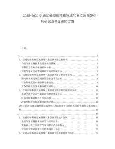 2025-2030交通运输基础设施领域气象监测预警信息研究及防灾避险方案