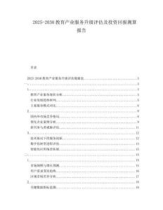 2025-2030教育產(chǎn)業(yè)服務升級評估及投資回報測算報告